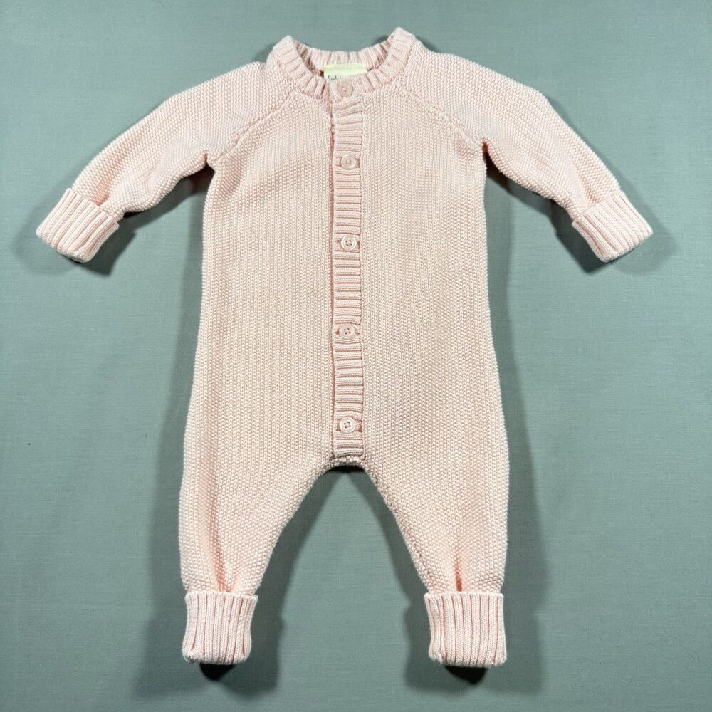 First Impressions Babygirl Button Knit Jumpsuit Size 0-3m